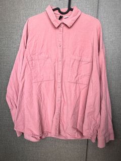 H&M pink corduroy shirt blouse