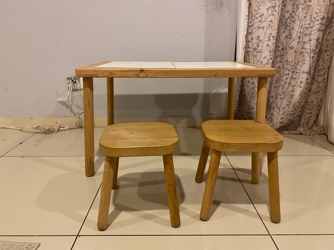 Ikea Flisat table with 2 stools Non Negotiable, Furniture & Home