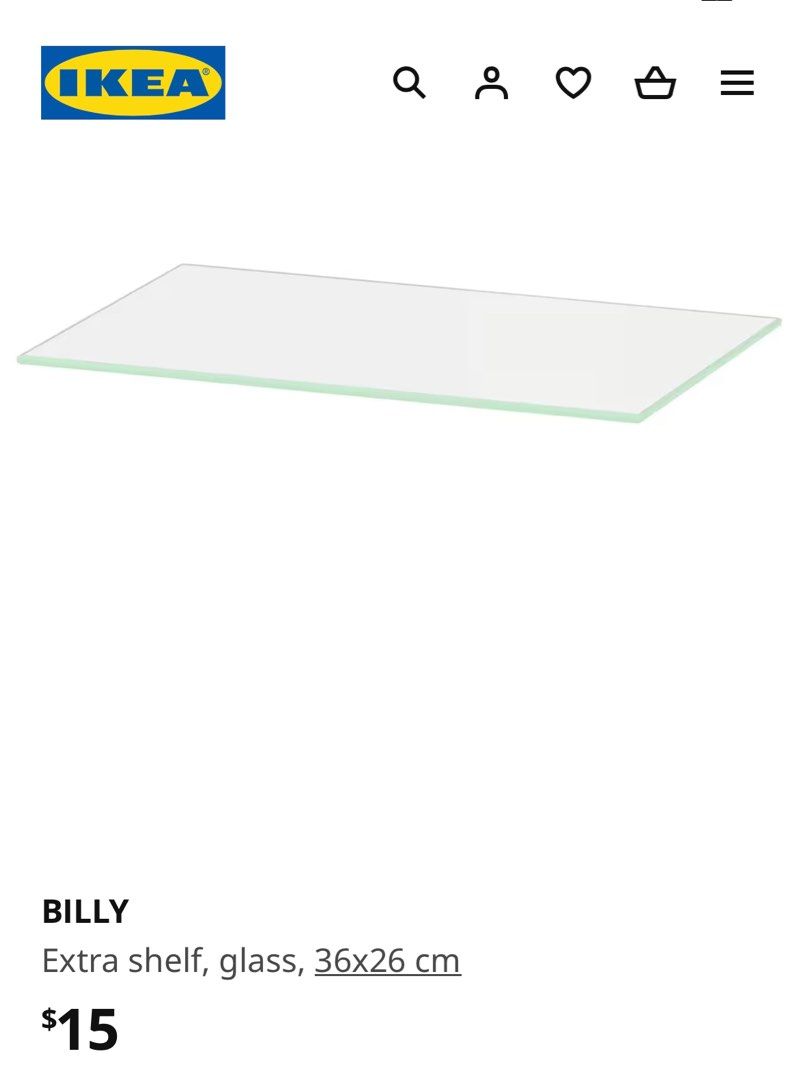 IKEA glass shelves only, Furniture & Home Living, Furniture, Shelves