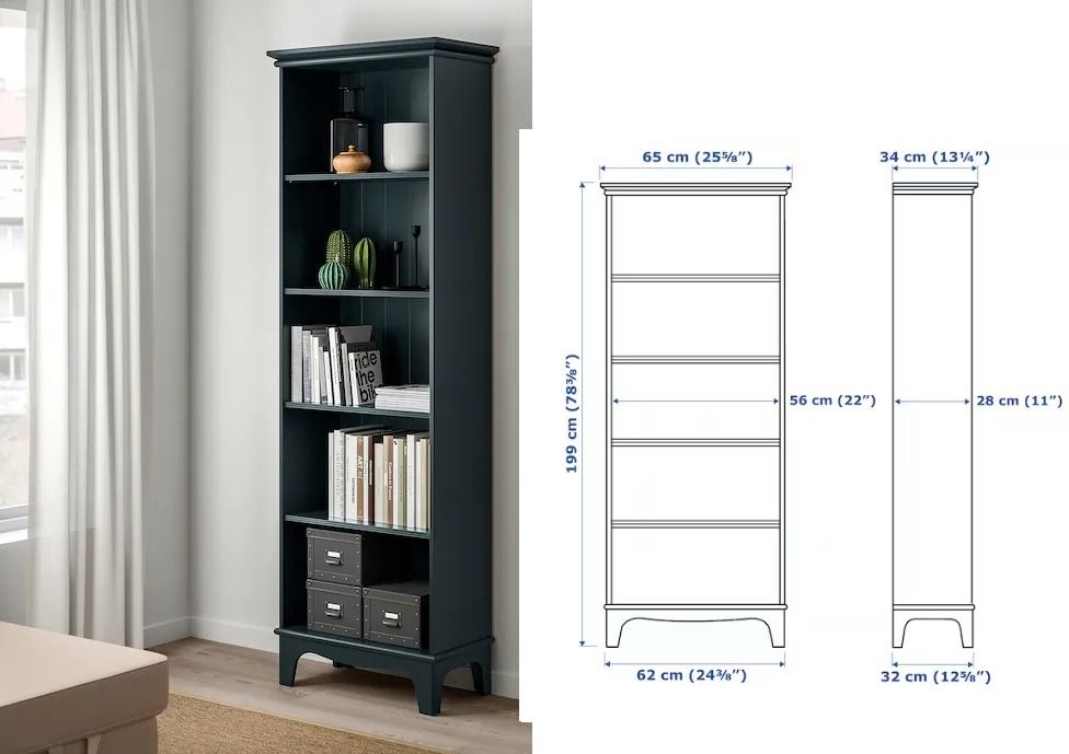 Ikea LOMMARP Bookcase, dark bluegreen, 65x199 cm, Furniture & Home