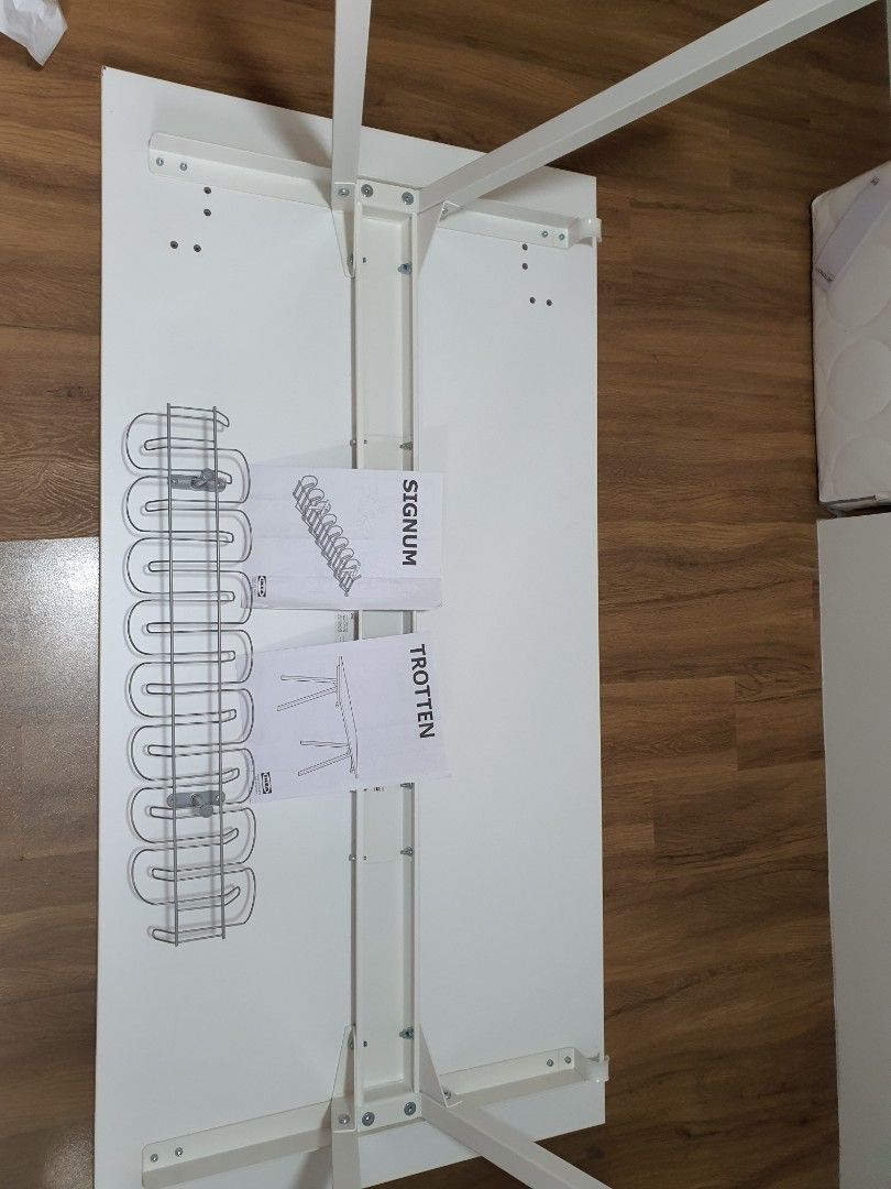 IKEA Trotten 1.6mx0.8m White Desk with cable tray organiser, Furniture