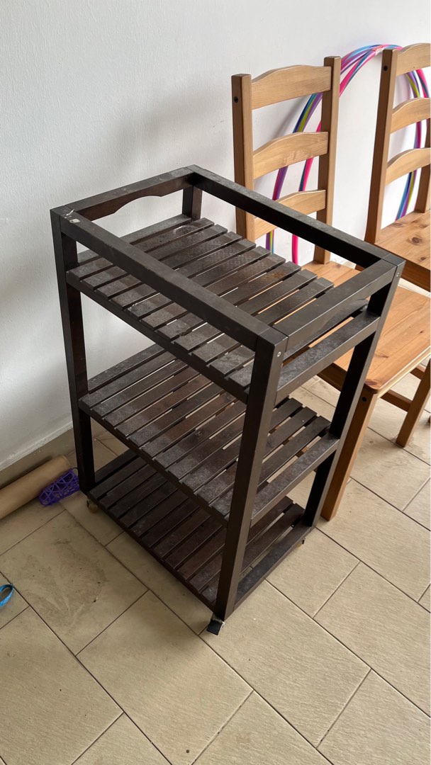Ikea wooden trolley, Furniture & Home Living, Furniture, Shelves