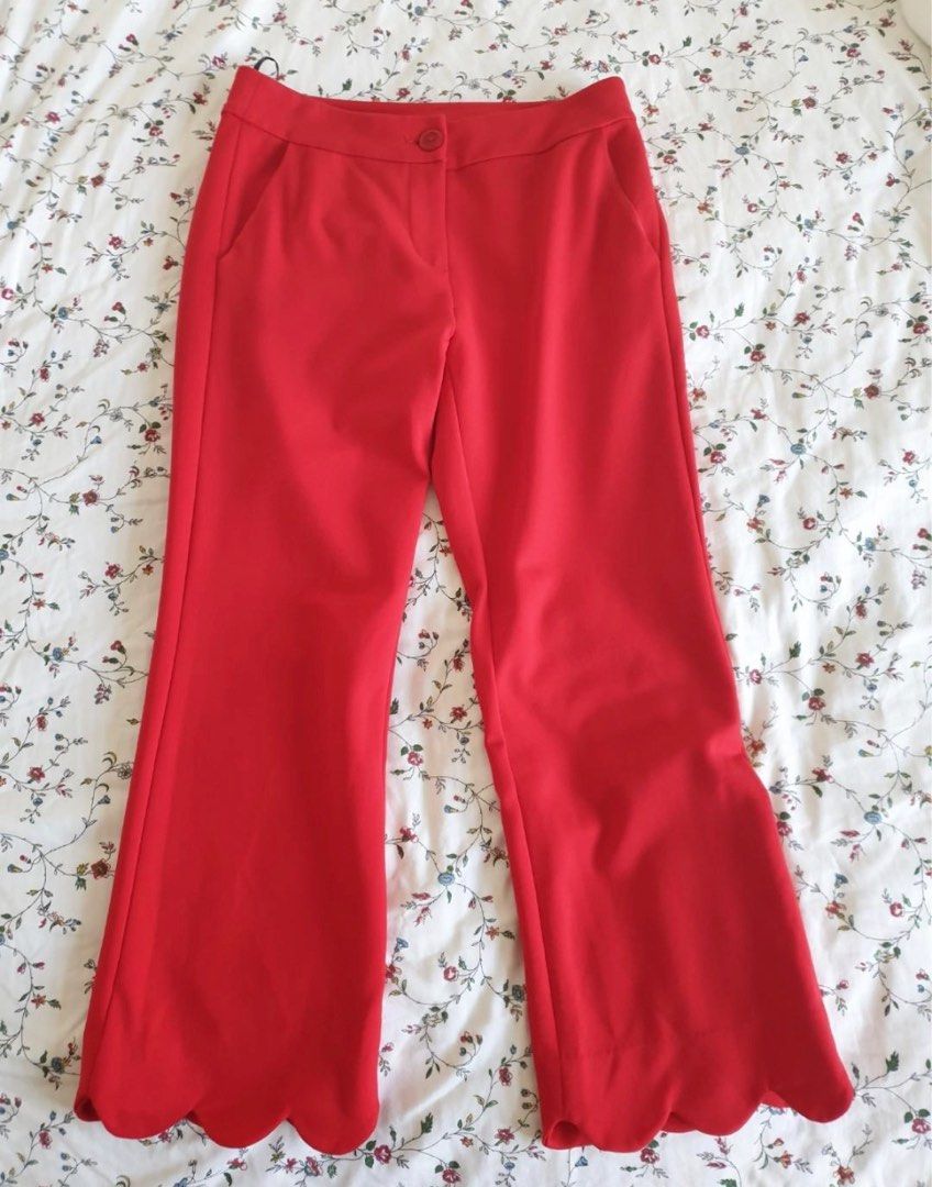 Iroo Red Butterfly Motif Crop Pants 38