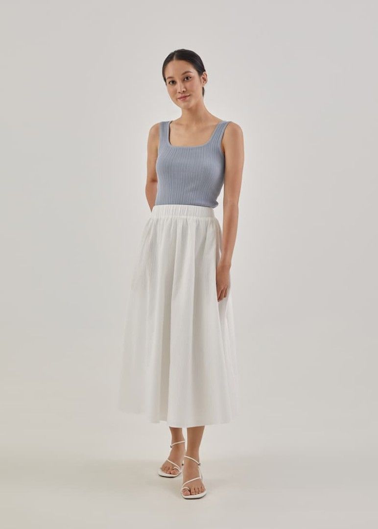 Elastic waist flare skirt outlet