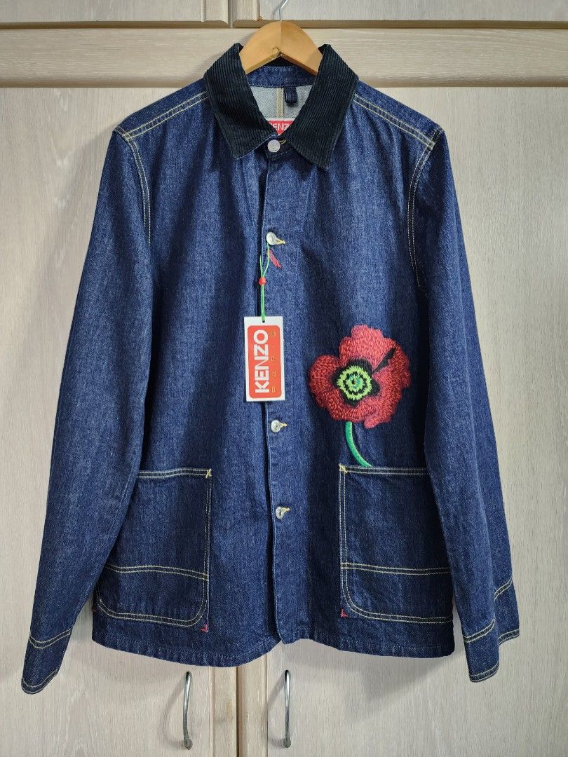 Kenzo Embroidered Poppy Workwear Denim Jacket (As worn by G-Dragon ...
