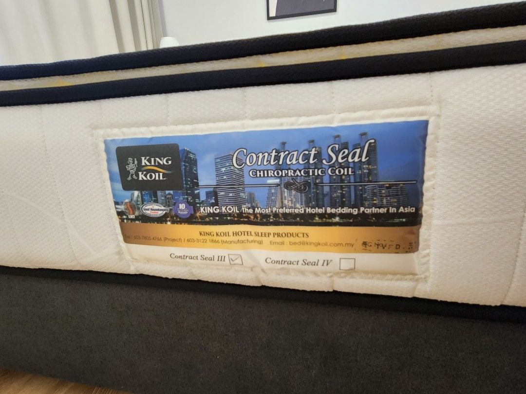 King Koil queen mattress with divan bedframe, Furniture & Home Living