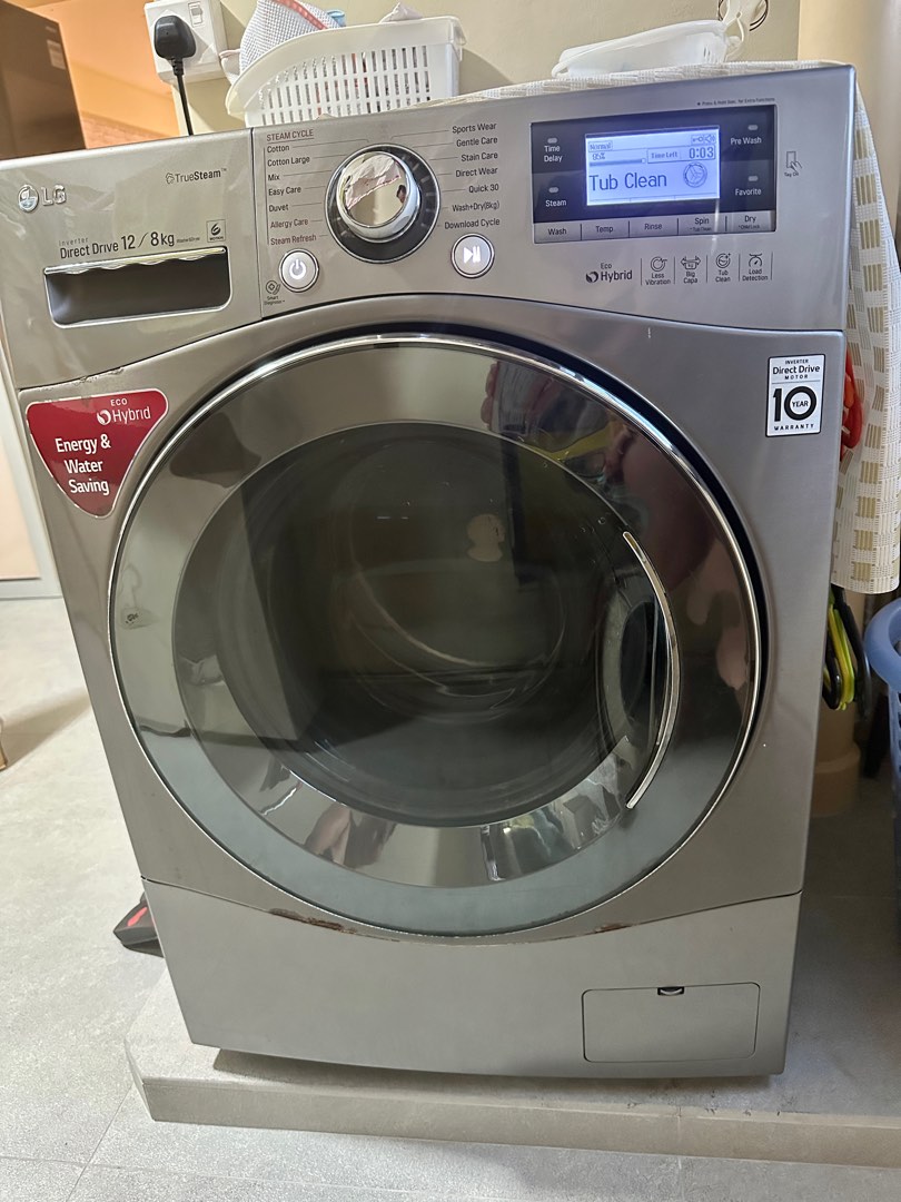 LG TrueSteam Direct Drive 12 8kg Washer Dryer TV Home