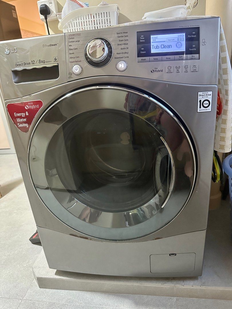 LG TrueSteam Direct Drive 12/8kg Washer Dryer, TV & Home Appliances