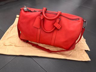 LOUIS VUITTON X Supreme Red Epi Leather Keepall 45cm Bandouliere