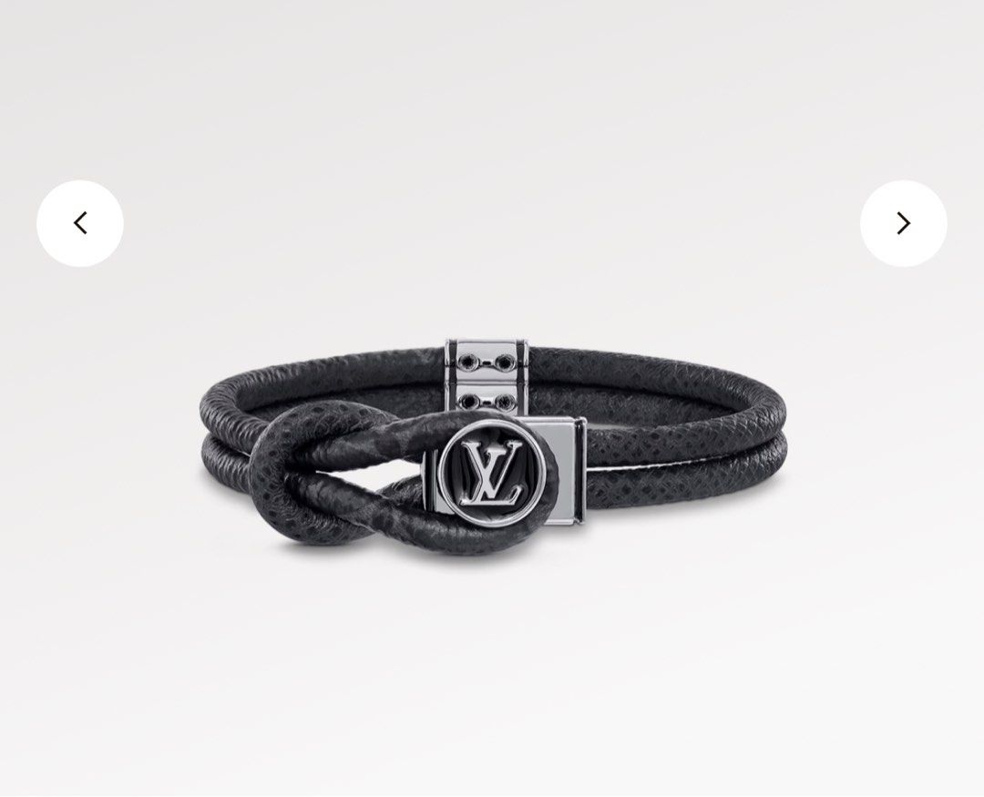 Louis Vuitton Men Digit Bracelet Size 21 Black Grey Silver Damier Coated  Canvas