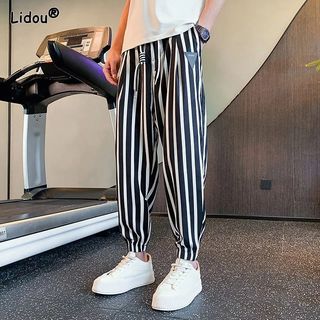 Mens black pants shop with white stripe