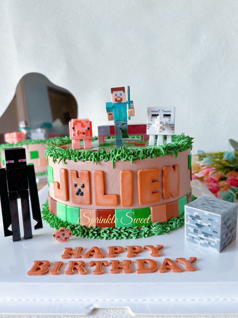 Amazon.com: Minecraft Survival Mode Design Edible Cake Topper Icing Image  for8 Inch Round Cake or Larger : Grocery & Gourmet Food