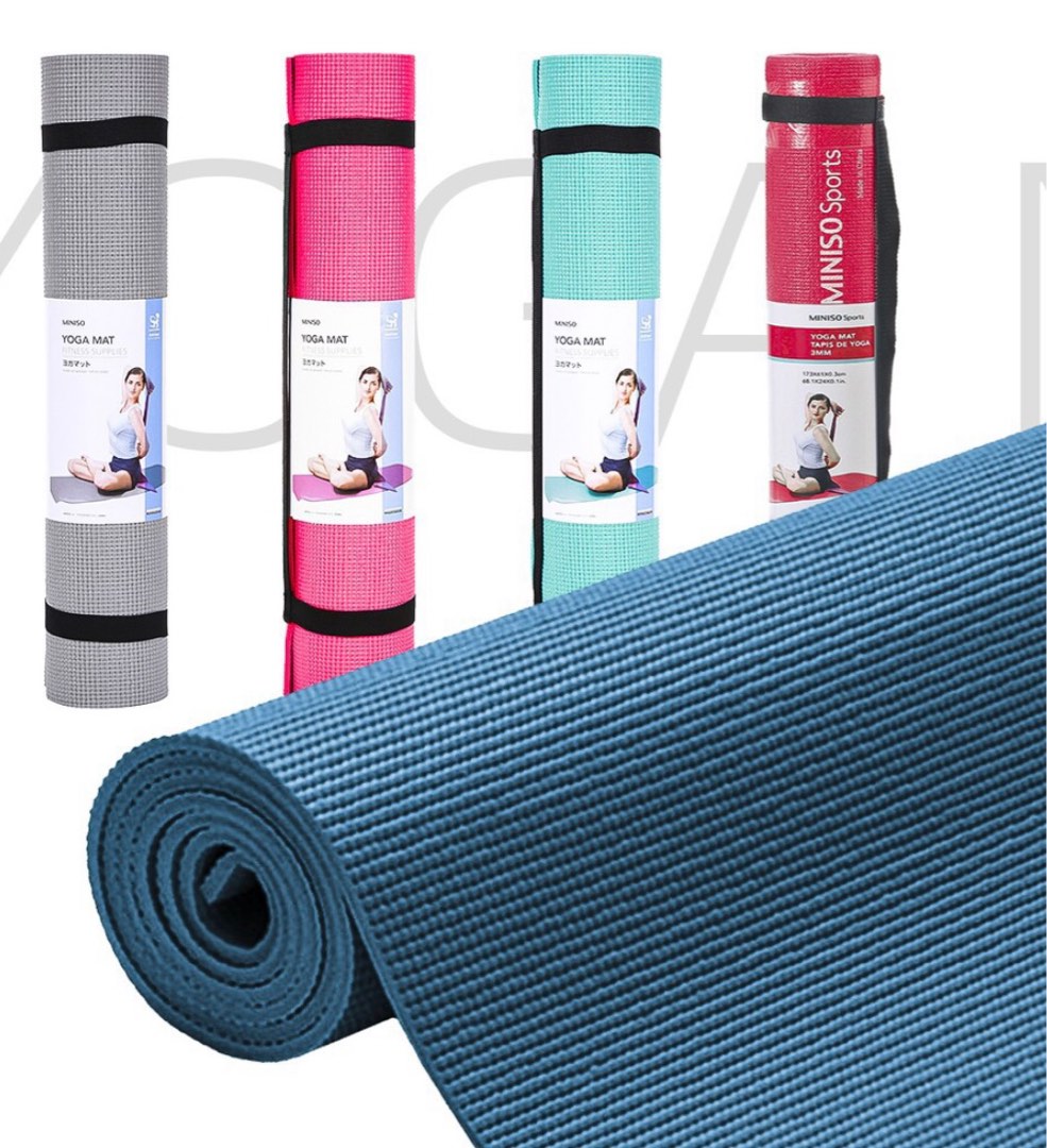 MINISO grey yoga mat, Sports Equipment, Exercise & Fitness, Exercise