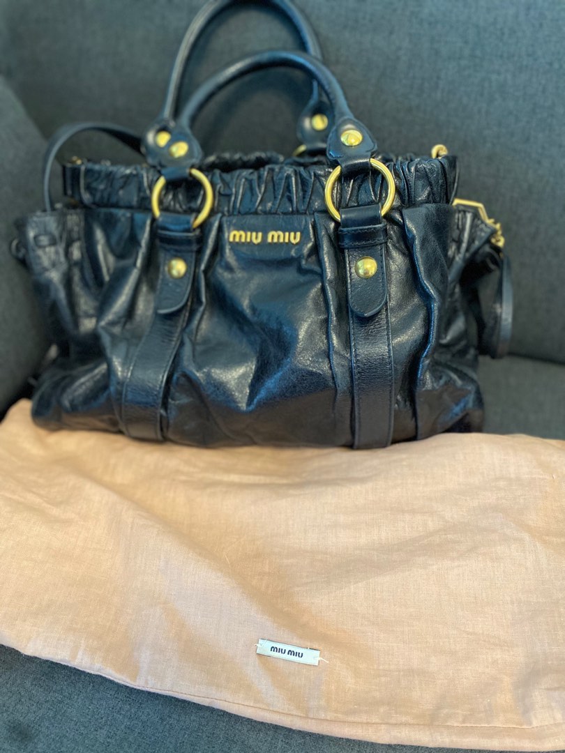 Miu Miu Vitello Lux Mini Bow Bag, Luxury, Bags & Wallets on Carousell