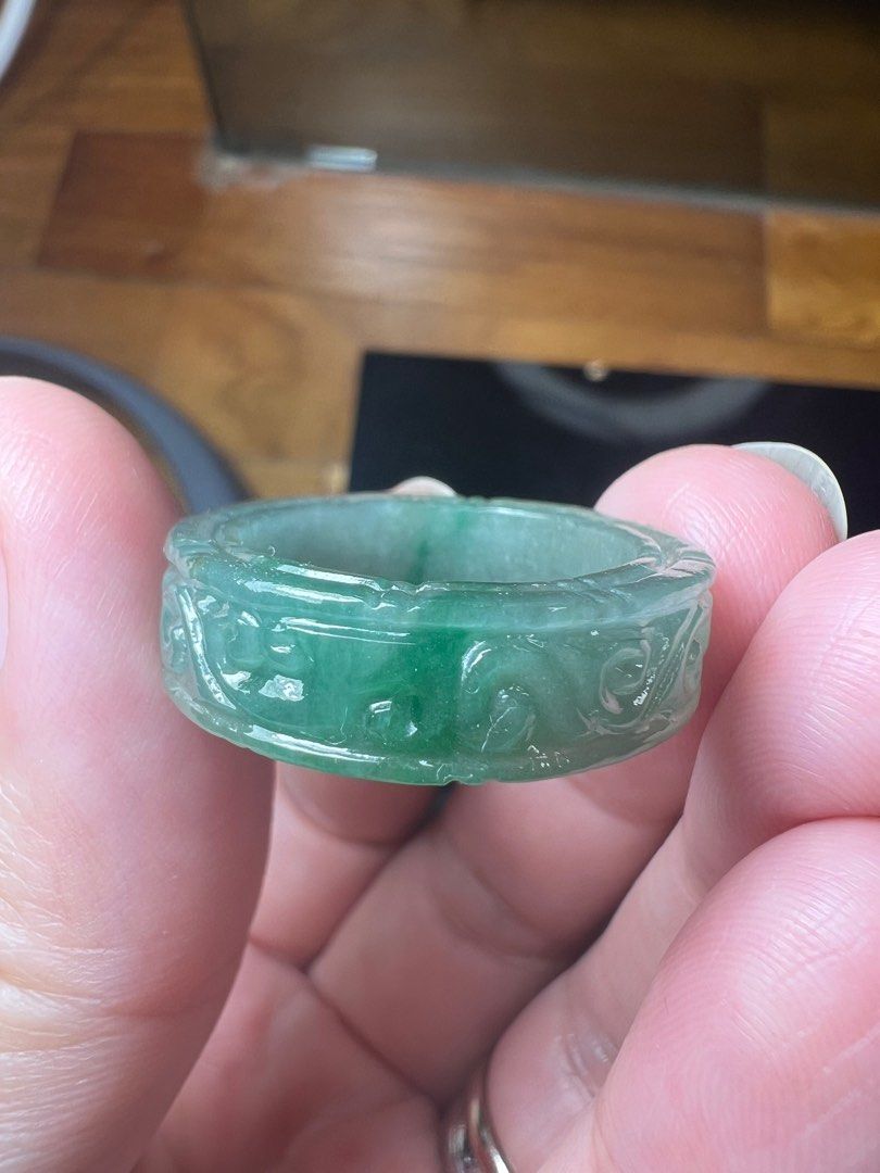 Carved jade ring sale
