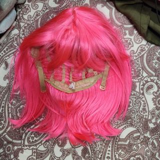 Neon pink short hair wig