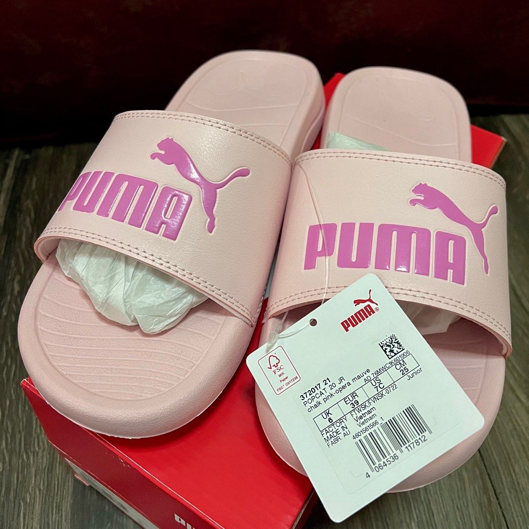 Puma pink sliders cheap