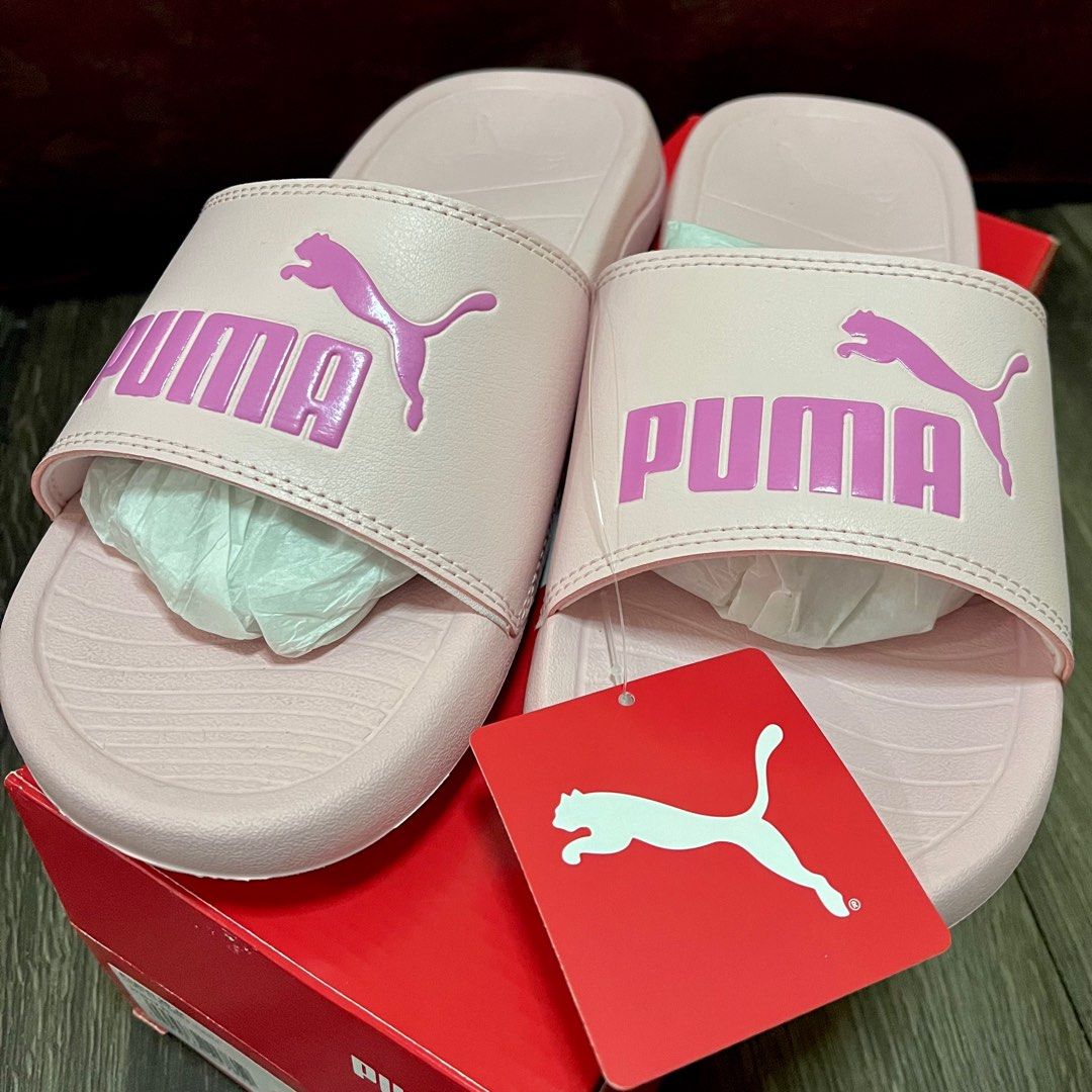 Pink pumas slippers outlet