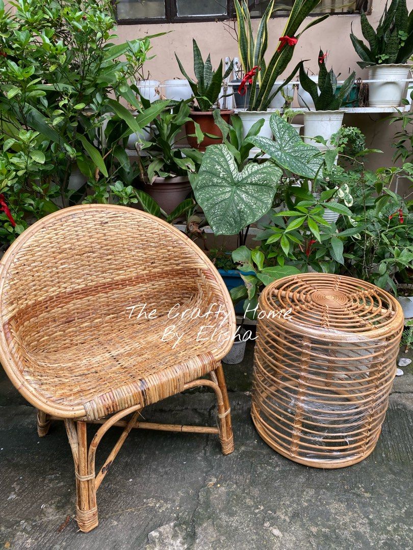 RATTAN TABLE SET/COFFEE TABLE SET (Category: Coffee & Tea Tableware) located in Marikina City. Submitted by thecraftyhomebyelisha (Listing ID 1244654991, Image 2). Description: SALE ‼️ COFFEE TABLE SET 1950 only SENIOR SIZE CHAIR TABLE SIZE 16”x18” (diameter x height) .