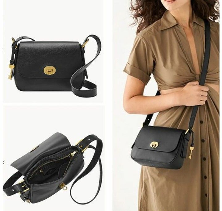 Ready Tas Fossil Harper Small black leather new original