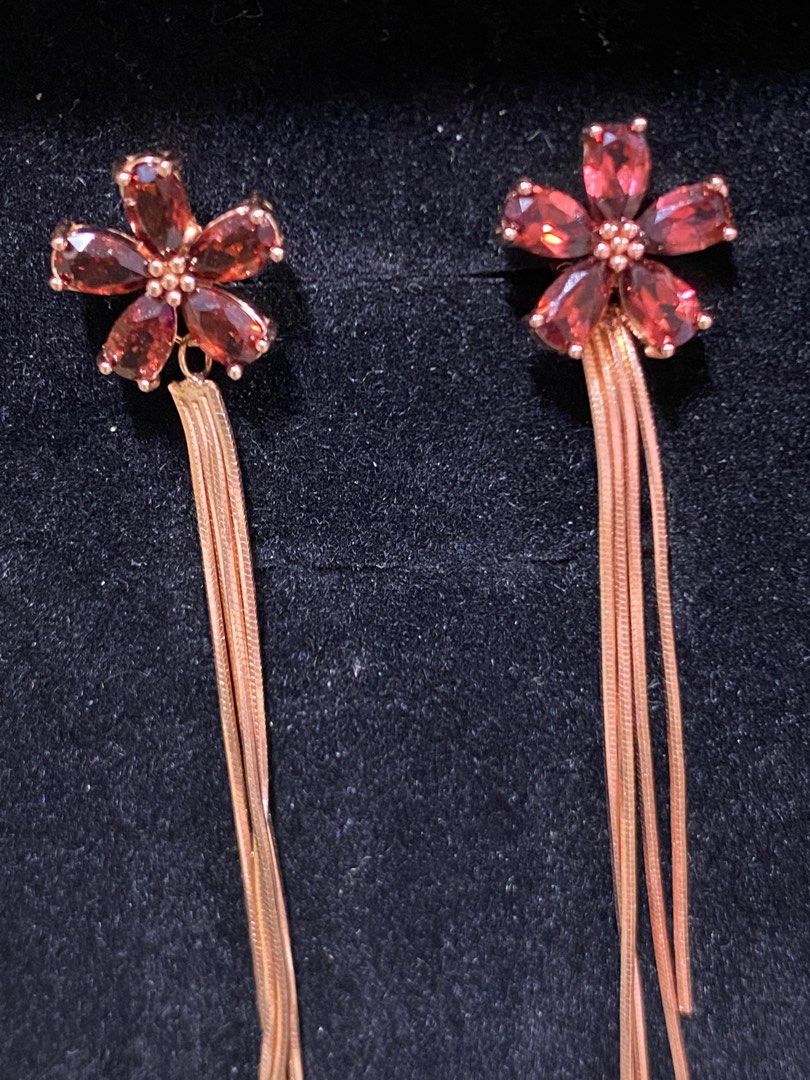 Garnet tassel earrings cheap