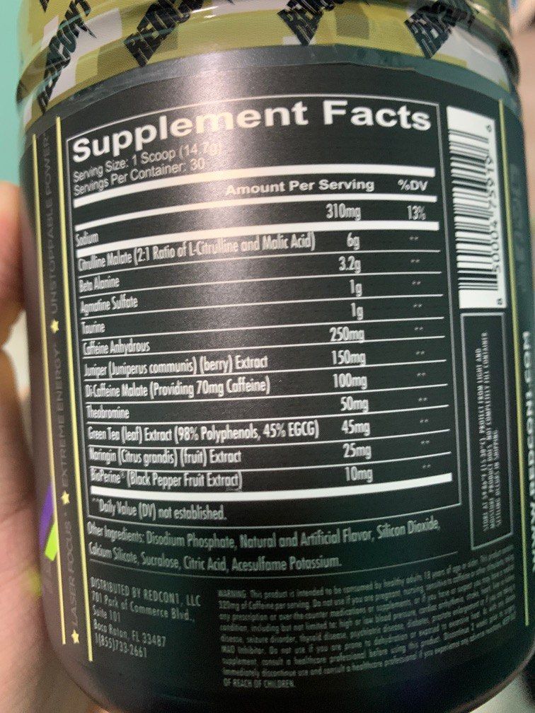 RedCon1 Total War PreWorkout Sour Gummy Bear, Health & Nutrition, Health Supplements, Sports