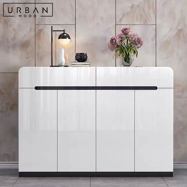 White high clearance gloss shoe cabinet
