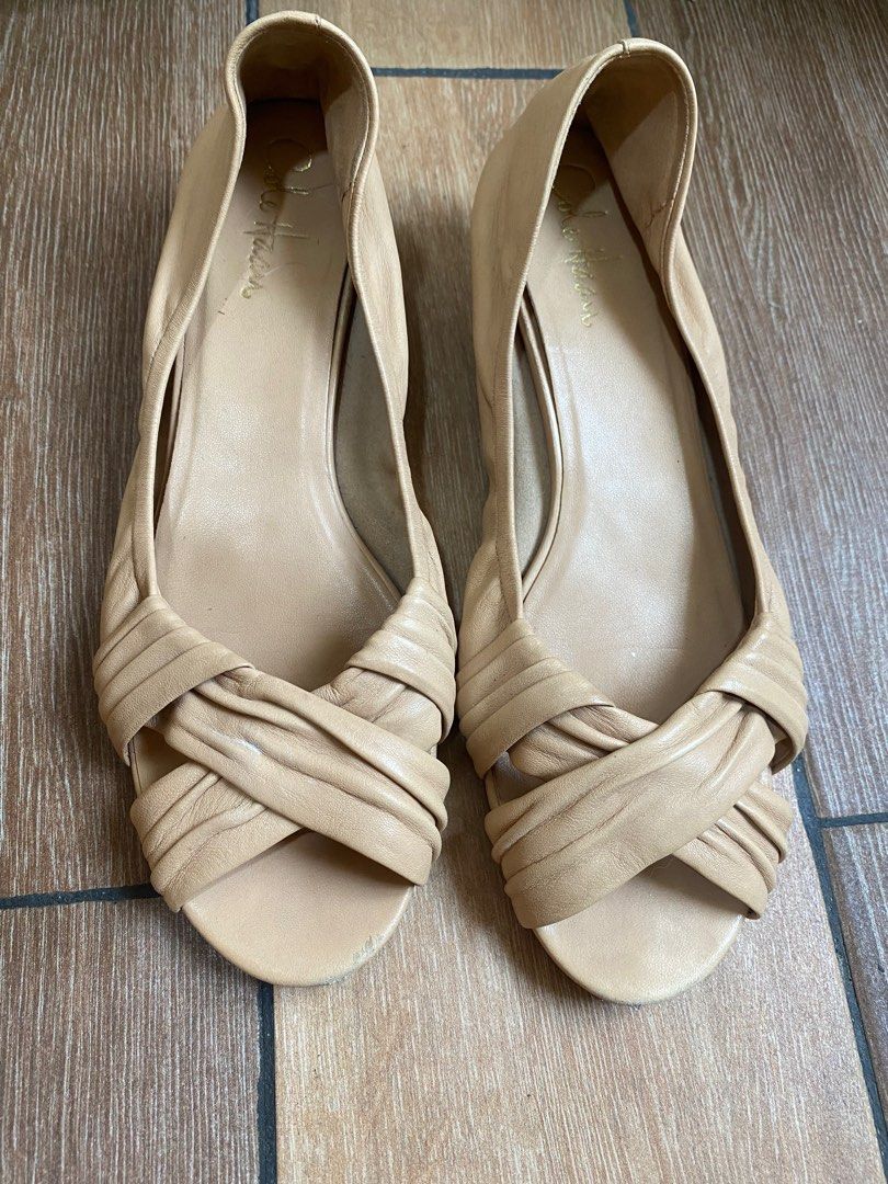Selling my preloved Cole Haan Peep toe wedge in Nude. Women s