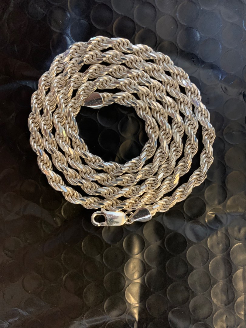 Real Silver Rope Chain, Men's Fashion, Watches & Accessories, Jewelry ...