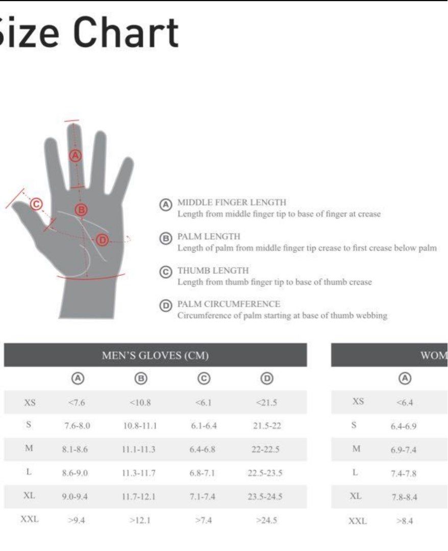 Specialized glove size best sale chart