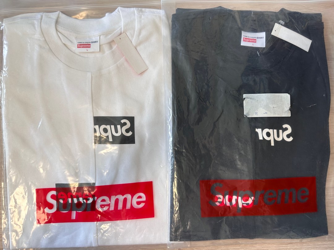 Supreme CDG split box logo tee, 名牌, 服裝- Carousell