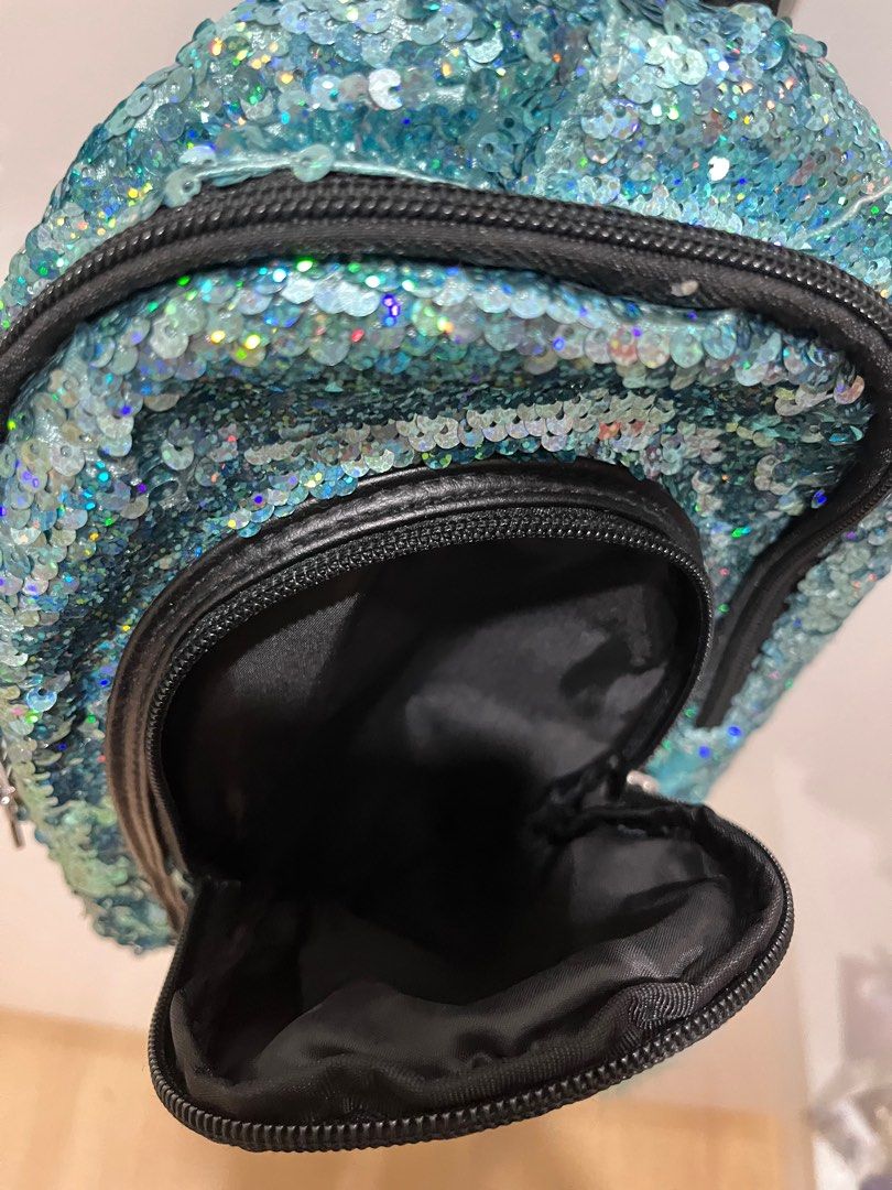 Tas Mini backpack Justice Flip Sequin blue biru muda original
