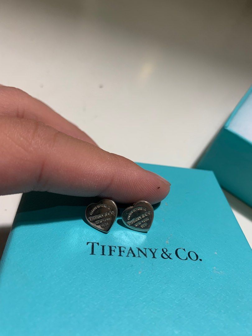 Tiffany Heart Tag Stud Earrings