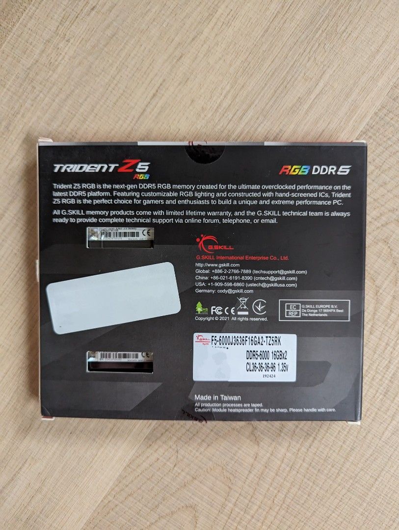 Trident Z5 RGB DDR5-6000 16GB x2, Computers & Tech, Parts & Accessories ...