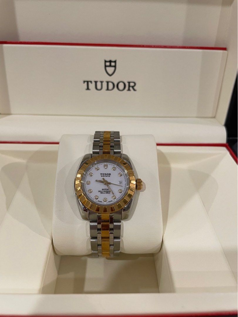 Tudor Women’s Watch (Category: Luxury Watches) located in Quezon City. Submitted by newbieandoldie (Listing ID 1244654406, Image 2). Description: Tudor Rotor Ladies Watch Two-tone with Diamond Comes with box No certificate or card (misplaced) .