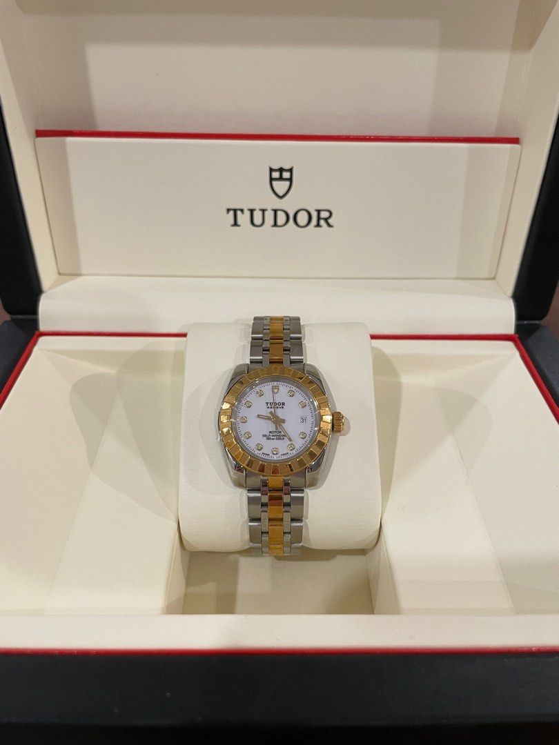 Tudor Women’s Watch (Category: Luxury Watches) located in Quezon City. Submitted by newbieandoldie (Listing ID 1244654406, Image 3). Description: Tudor Rotor Ladies Watch Two-tone with Diamond Comes with box No certificate or card (misplaced) .