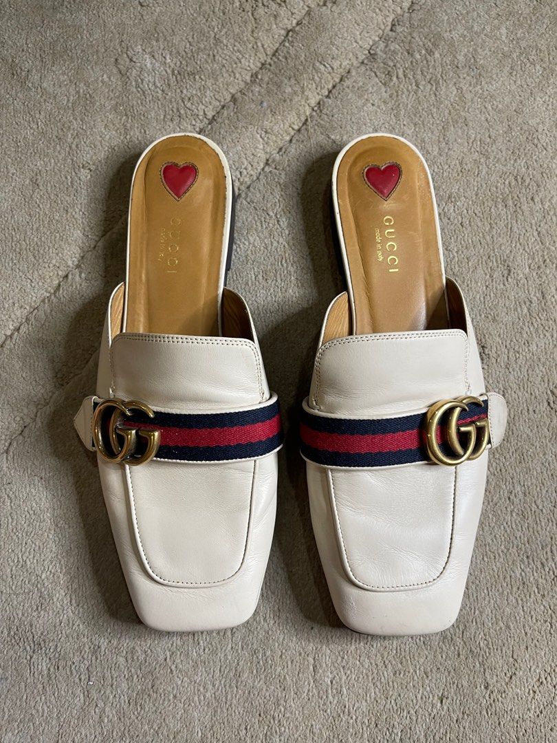 White Gucci Peyton Mules Size 38 1 2