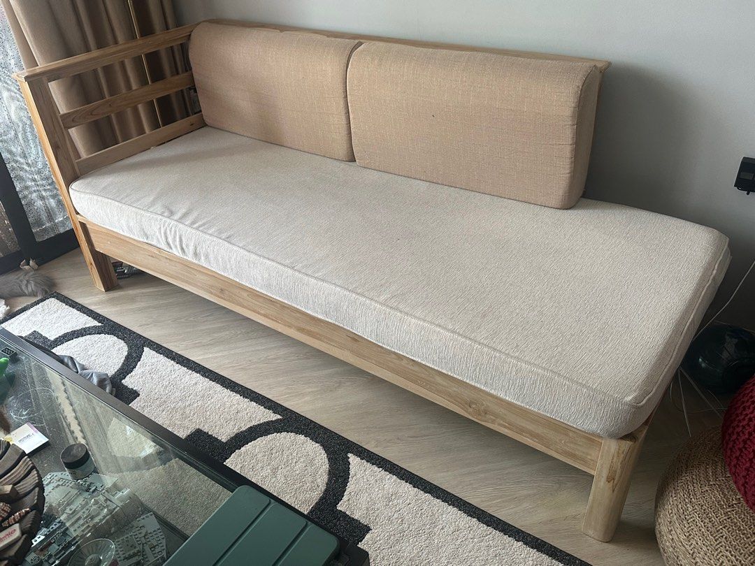 White washed Teak wood sofa, Furniture & Home Living, Furniture, Sofas