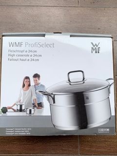 WMF ProfiSelect High Casserole 9.4 inches (24 cm), sliver high pot with glass lid ( Gift idea, housewarming, mother’s day)
