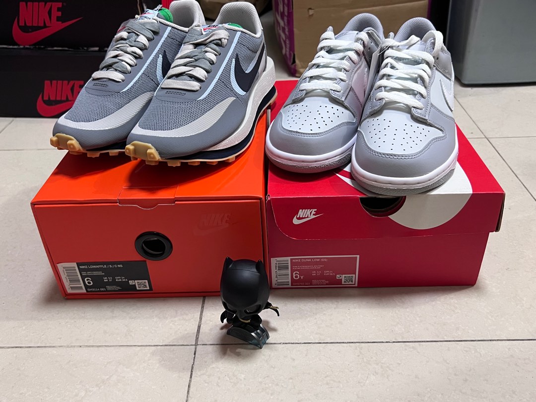 Wts sacai clot dunk low two tone grey us6, 女裝, 鞋, 波鞋- Carousell