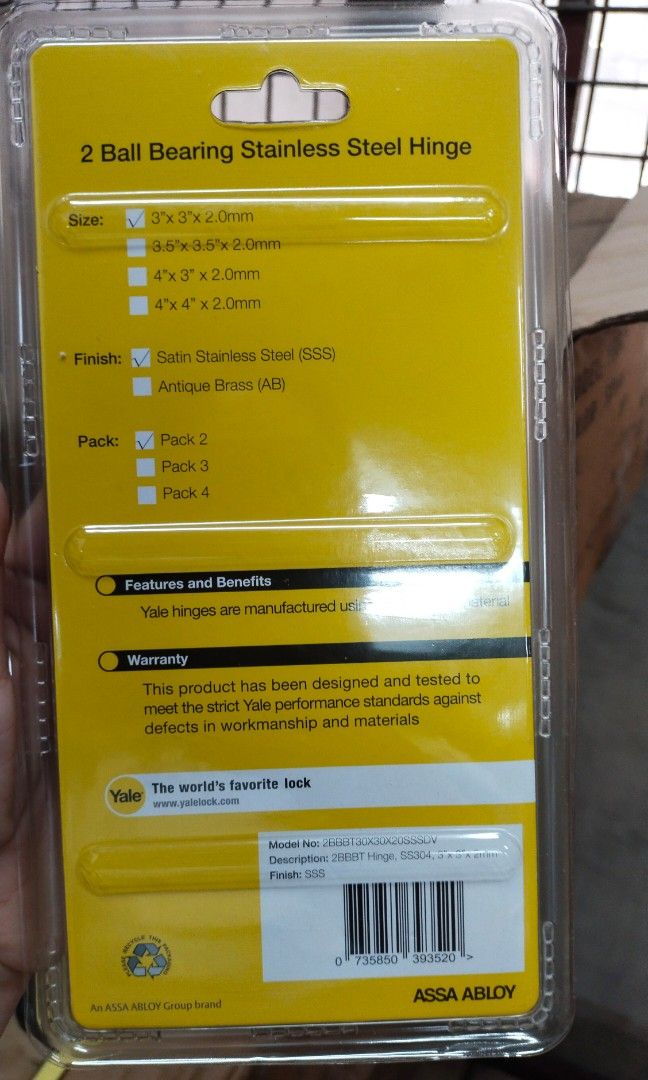Yale ball bearing hinges stainless steel SS304 2bbsssd stainless