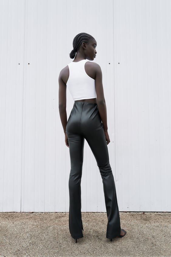 ZARA Extra Long Faux Leather Leggings, Women's Fashion, Bottoms, Other  Bottoms on Carousell