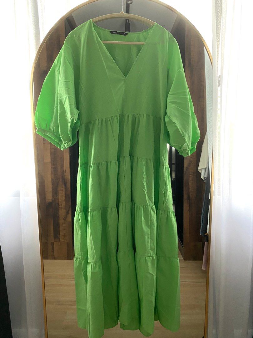 Zara Green Abstract Maxi Dress