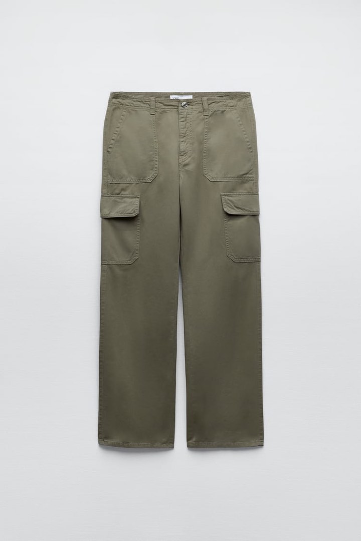 ZARA Highrise Straight TRF Cargo Trousers on Carousell