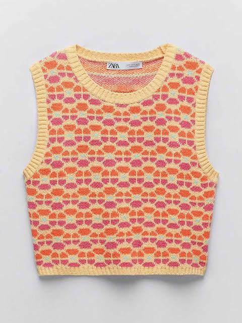 Zara pink and orange sweater vest clearance
