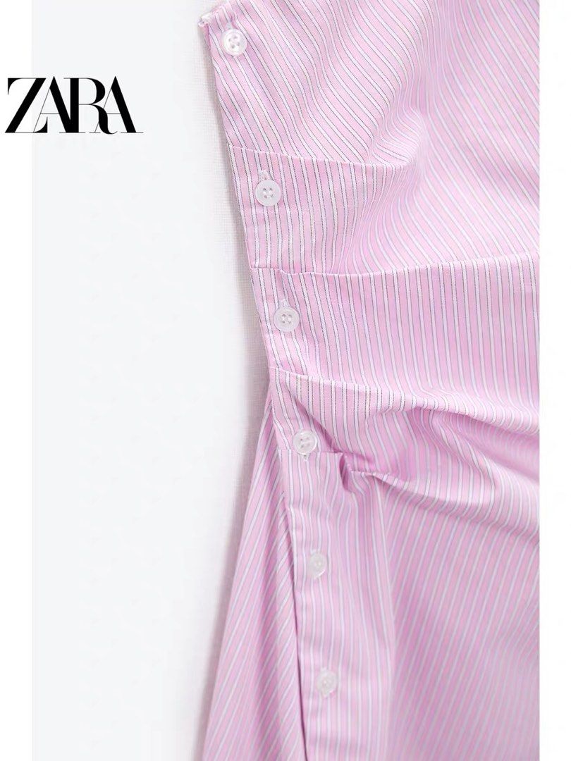 Zara pink stripe toga dress, Women's Fashion, Dresses & Sets, Dresses ...