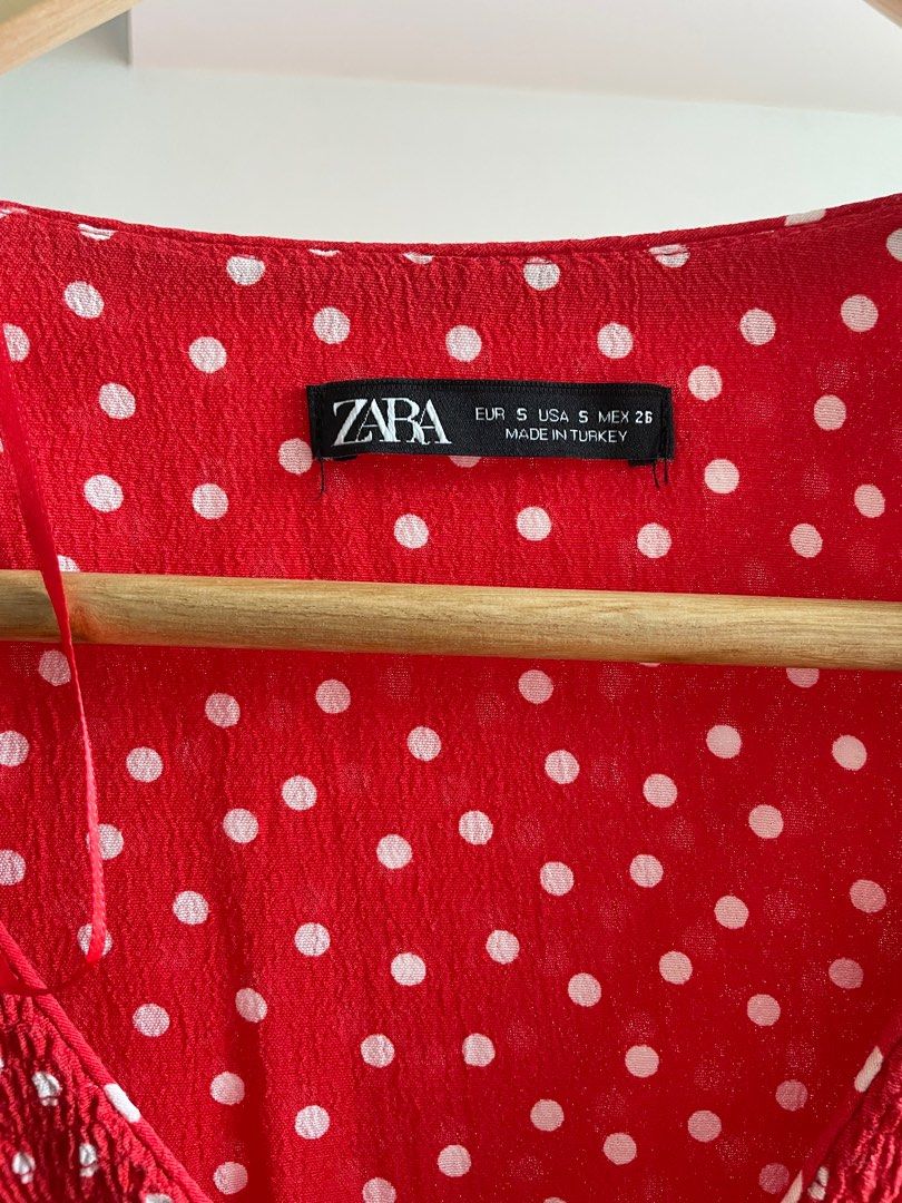 Zara red and white polka dot dress on sale