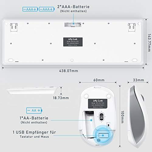 034) JELLY COMB IWGWJTZ02 WHITE 2.4G WIRELESS KEYBOARD AND MOUSE COMBO