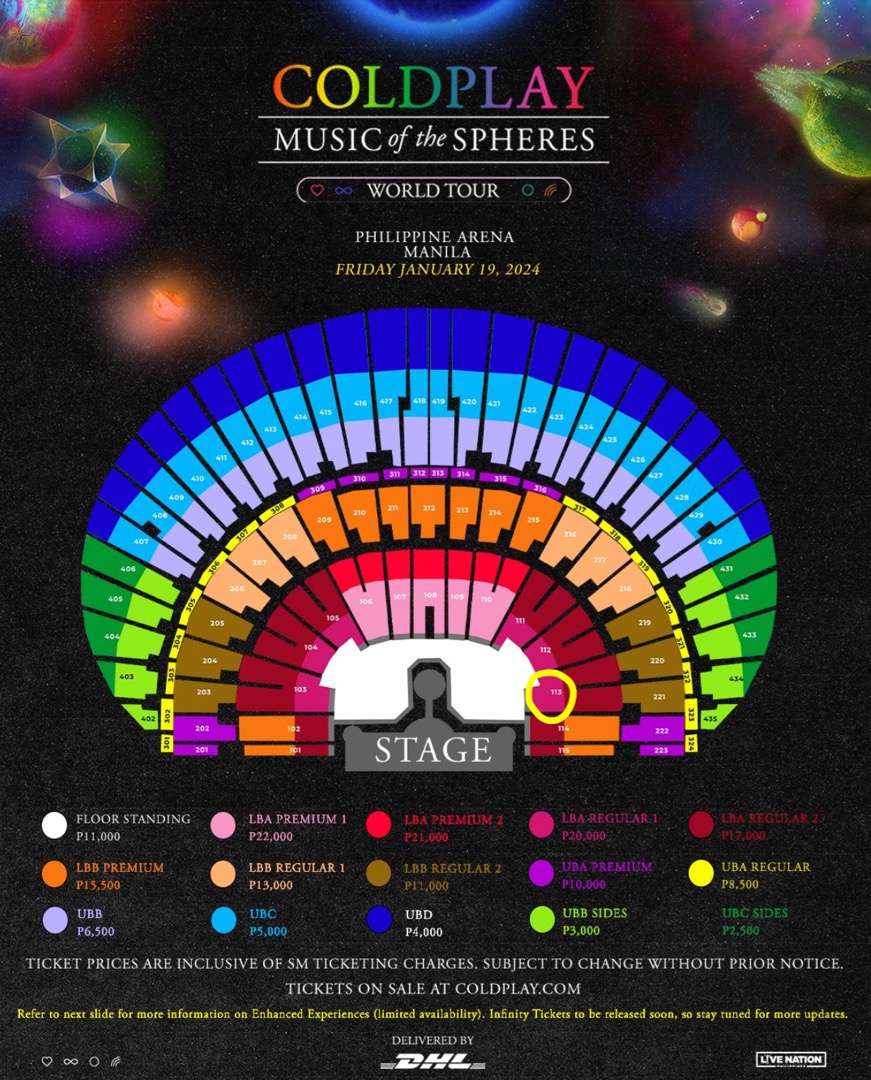 2x Coldplay MOTS Manila Tickets Jan 19 2024, Tickets & Vouchers, Event