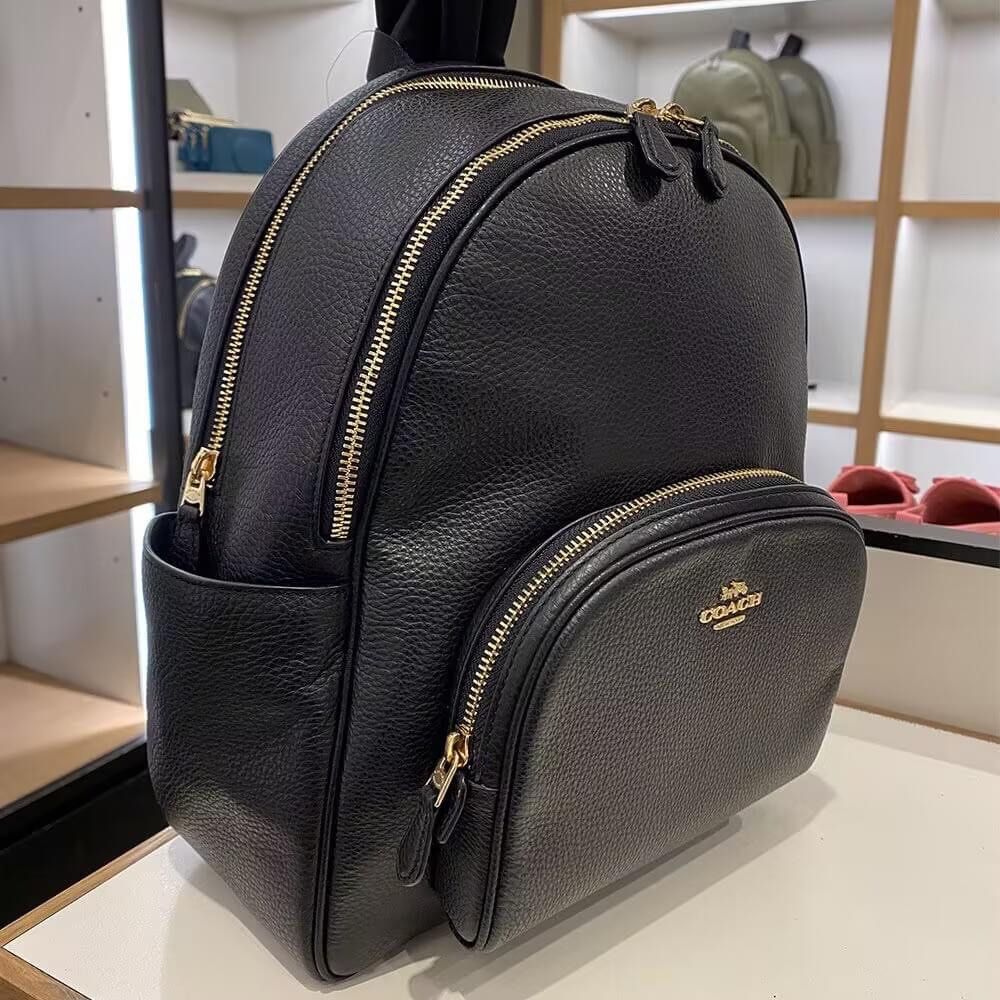 Coach Court Backpack Black White
